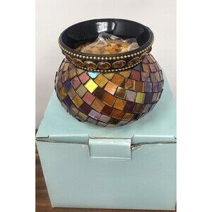 PartyLite Global Fusion Votive Holder P8367 Mosaic Tile Glass Tealight Retired